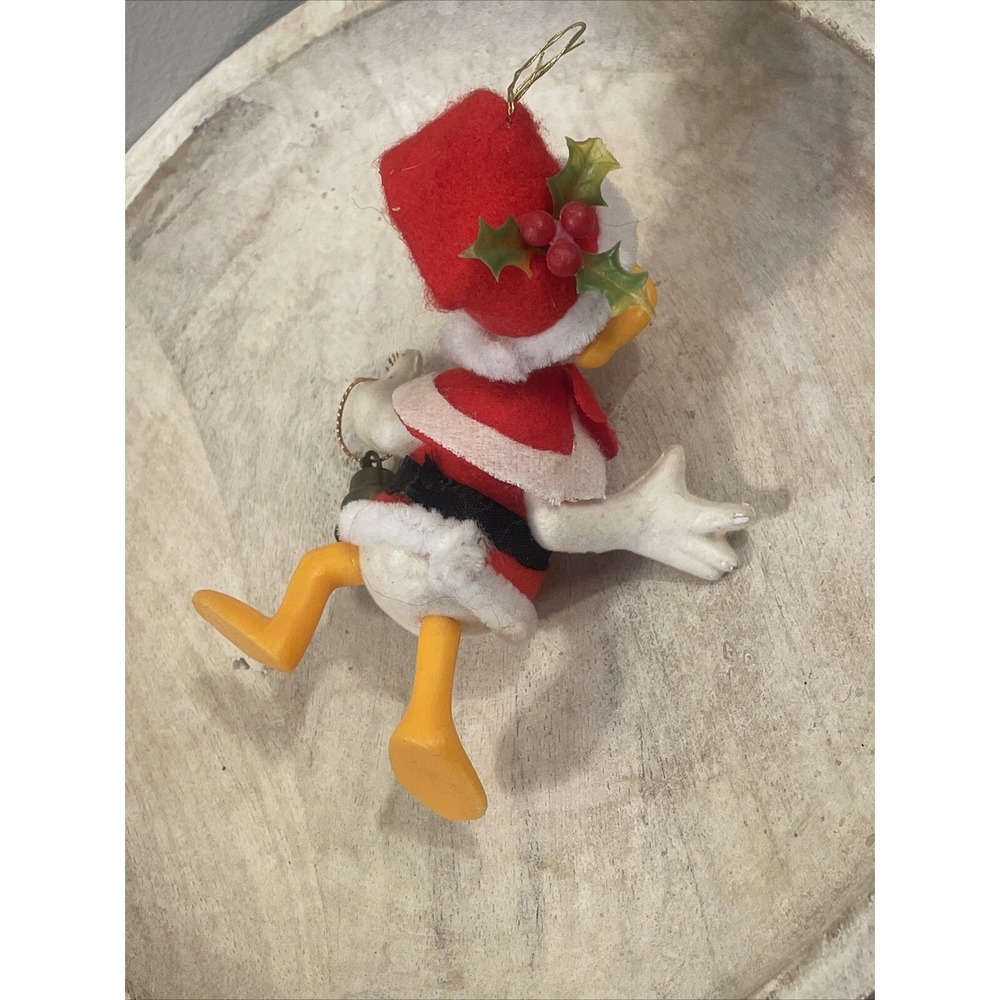 Vintage Santa's World Flocked Donald Duck Christmas Ornament - Picture 4 of 7